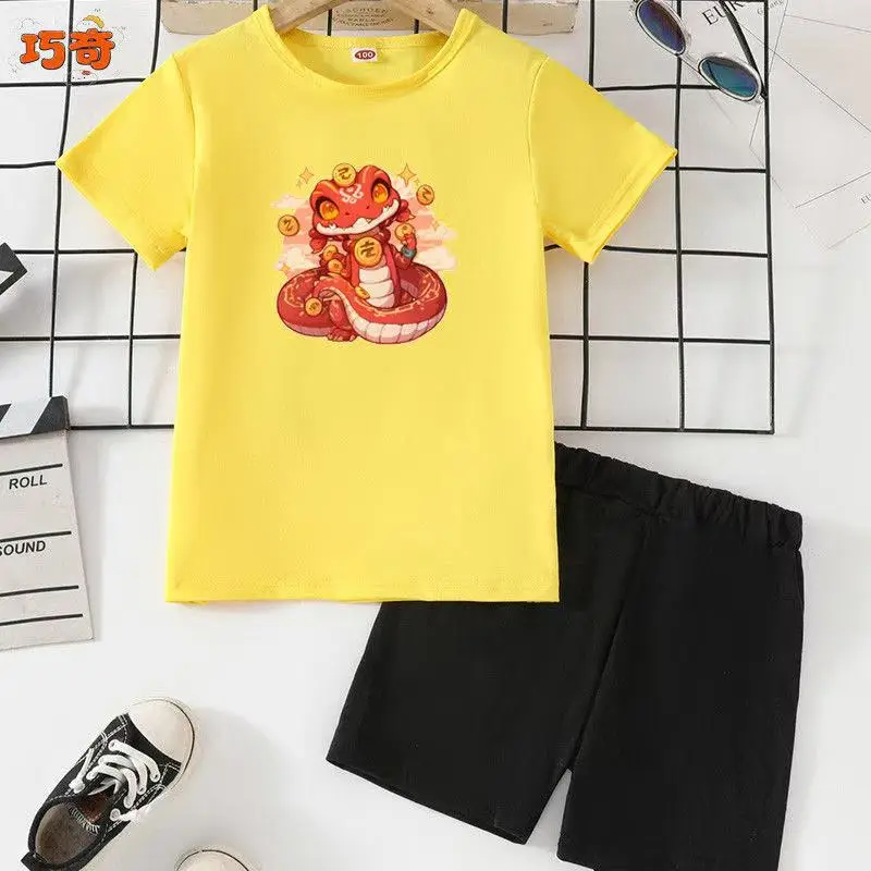 Boys Summer T-Shirt Shorts Set Black 3-8Yrs - Image 7