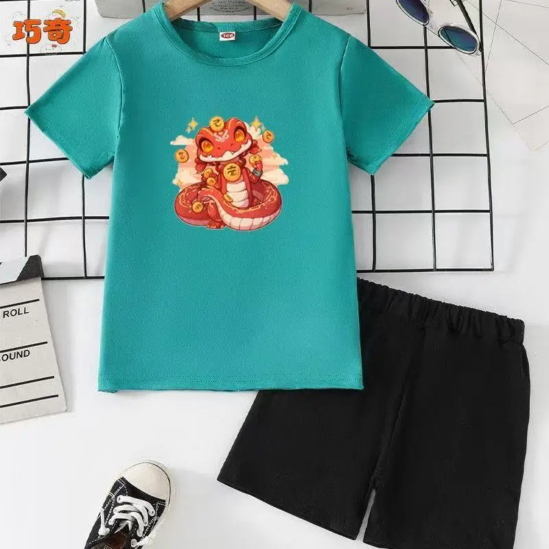 Boys Summer T-Shirt Shorts Set Black 3-8Yrs — feature 7