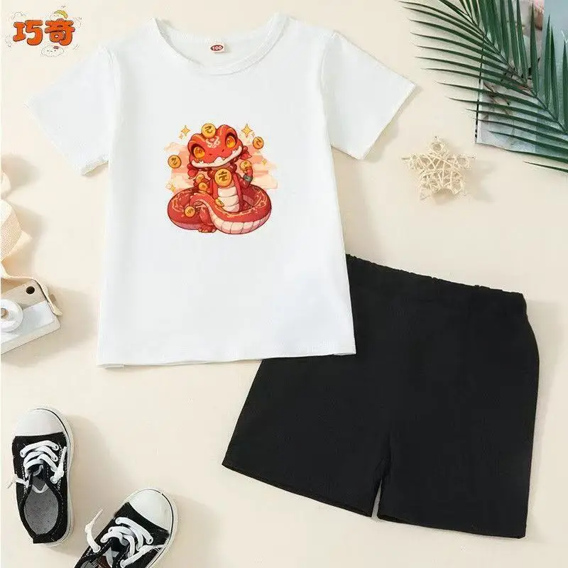 Boys Summer T-Shirt Shorts Set Black 3-8Yrs — feature 8