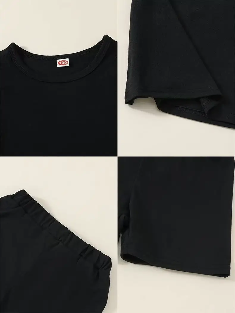 Boys Summer T-Shirt Shorts Set Black 3-8Yrs — feature 9