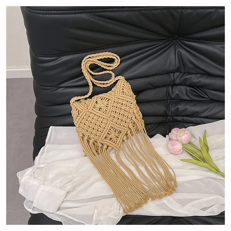 Handmade Cotton Rope Crossbody Bag with Tassels — feature 24