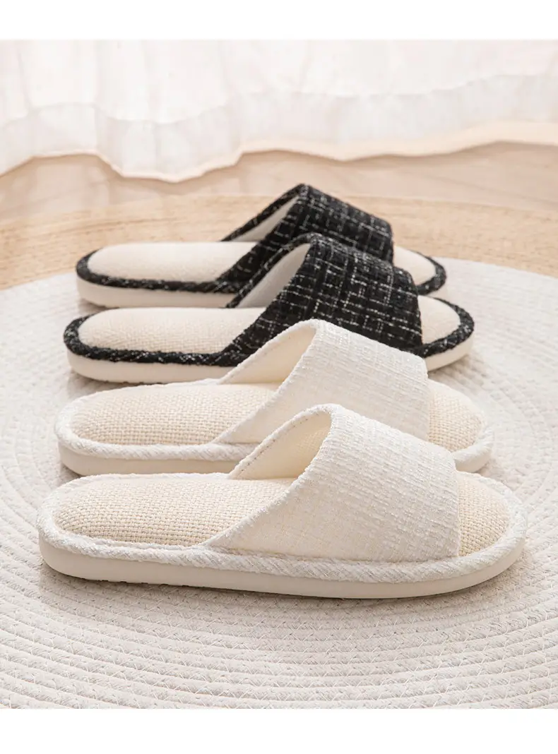 Linen Slippers for Women Spring and Summer Home Indoor Soft Floor Silent Anti-Slip Four-Season Home Cotton and Linen Slippers for Men — feature 3