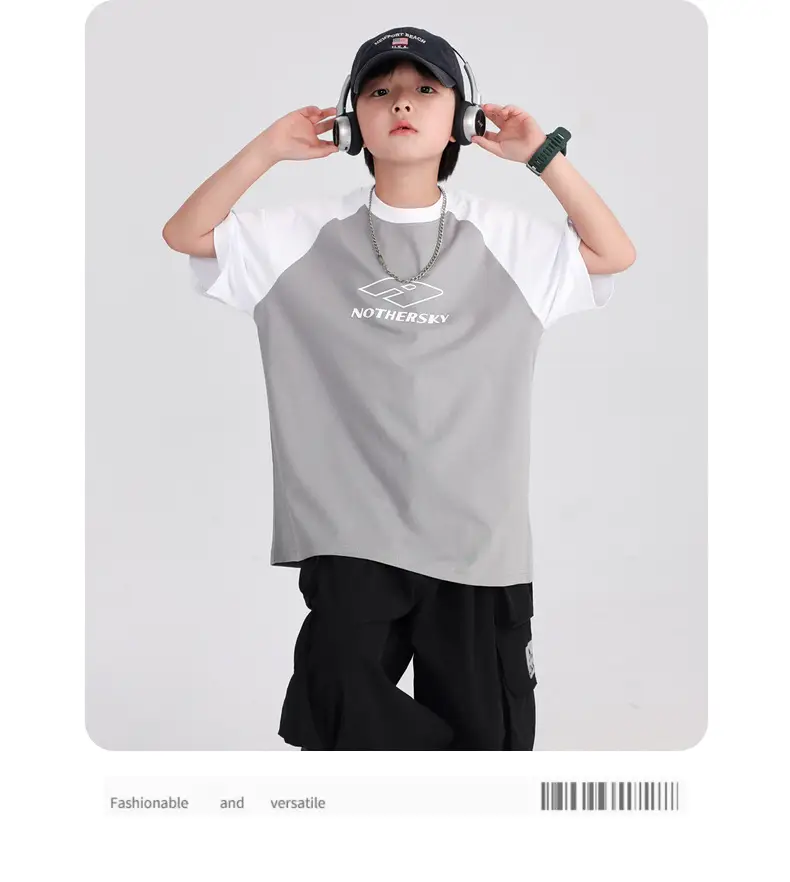 Boys Korean Style Neon Black Loose Short Sleeve T-Shirt 2026 — feature 13