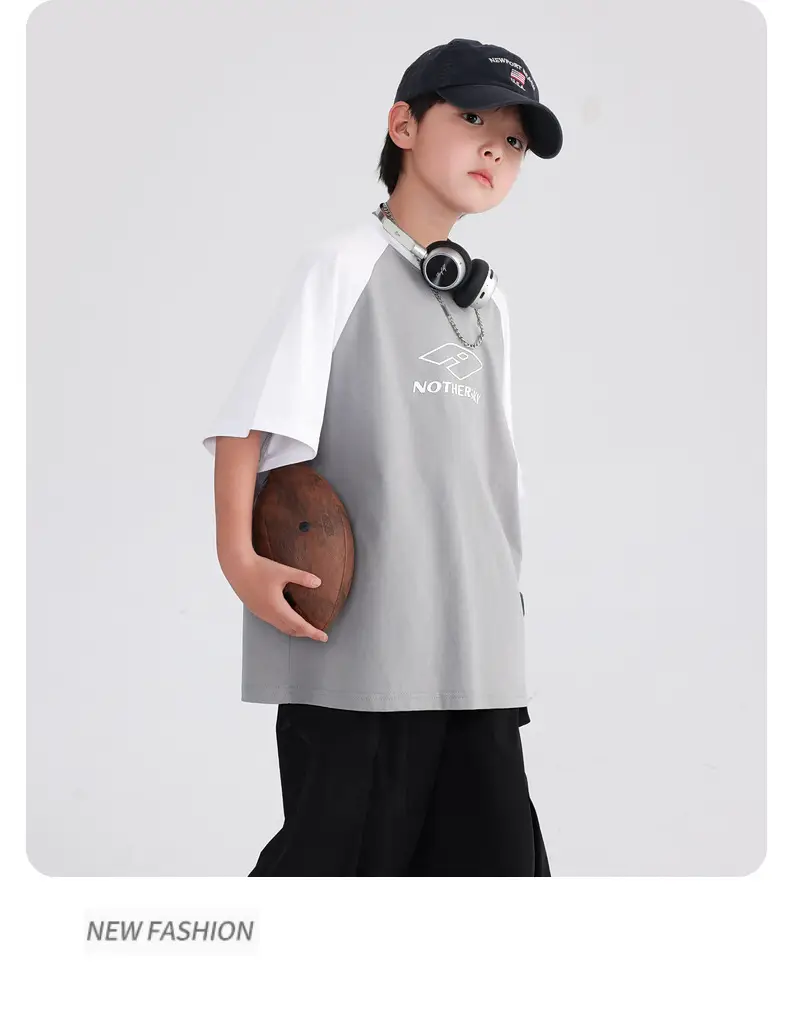 Boys Korean Style Neon Black Loose Short Sleeve T-Shirt 2026 — feature 14
