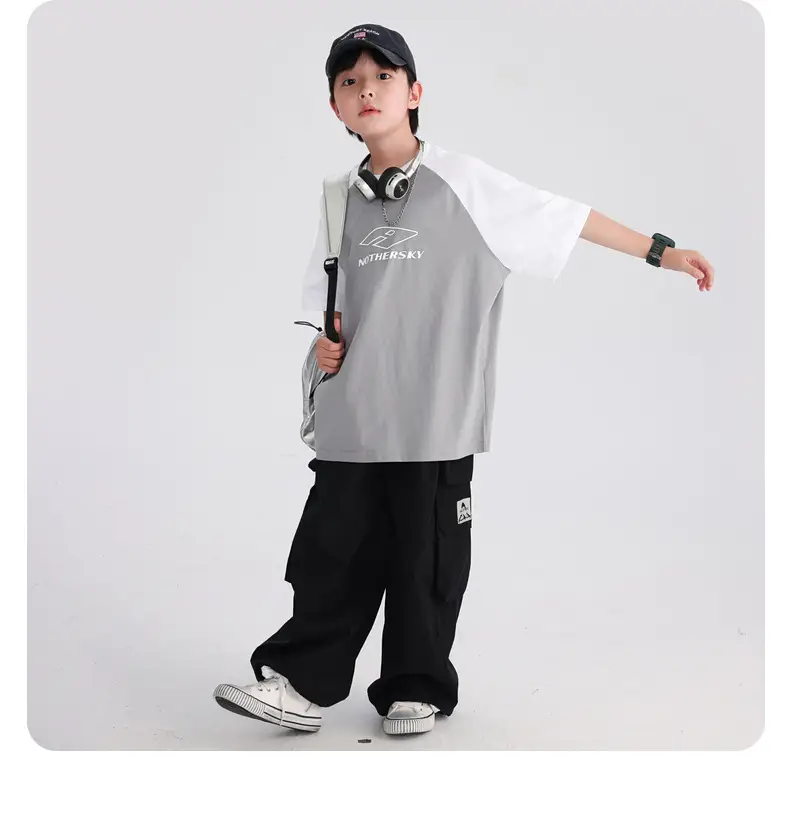 Boys Korean Style Neon Black Loose Short Sleeve T-Shirt 2026 — feature 16