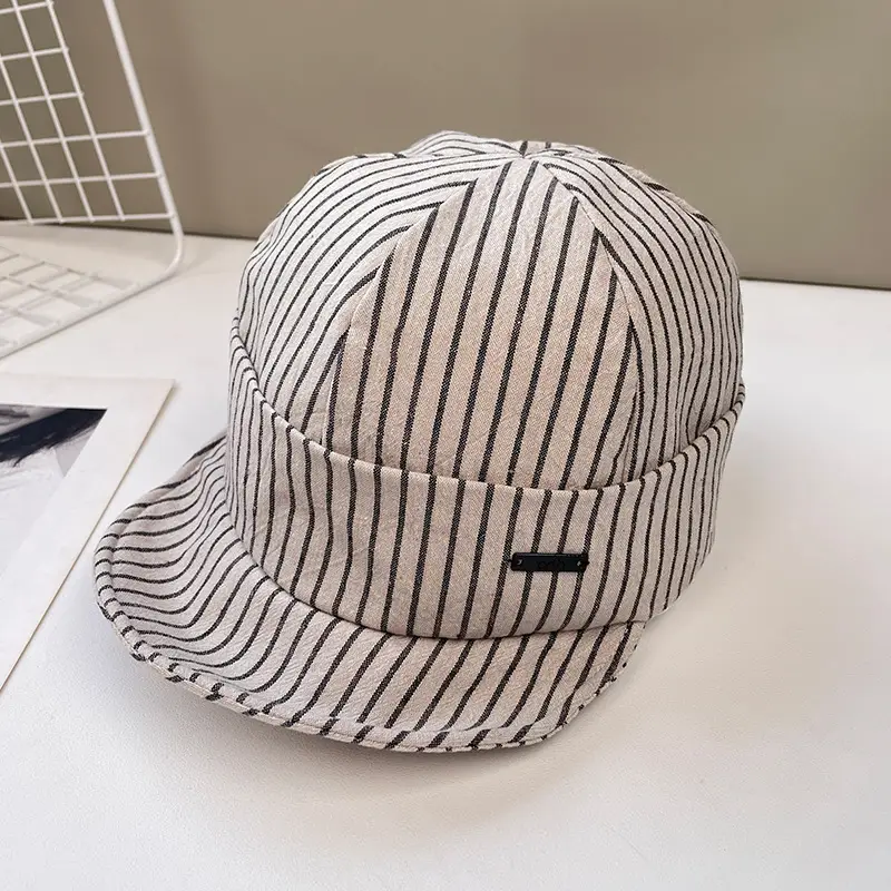 Japanese Retro Duckbill Cap Women Striped - Image 4