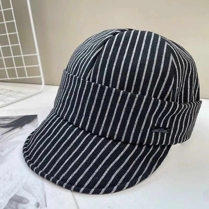 Japanese Retro Duckbill Cap Women Striped - Image 7