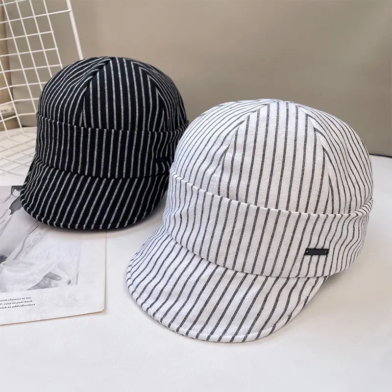 Japanese Retro Duckbill Cap Women Striped — feature 16
