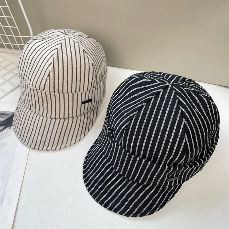 Japanese Retro Duckbill Cap Women Striped — feature 18