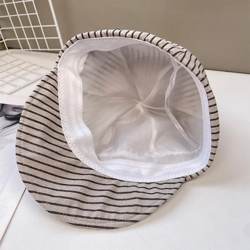 Japanese Retro Duckbill Cap Women Striped — feature 21