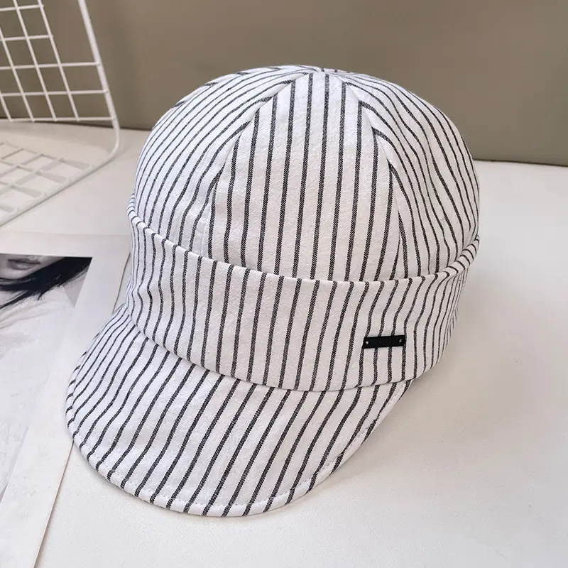 Japanese Retro Duckbill Cap Women Striped — feature 22
