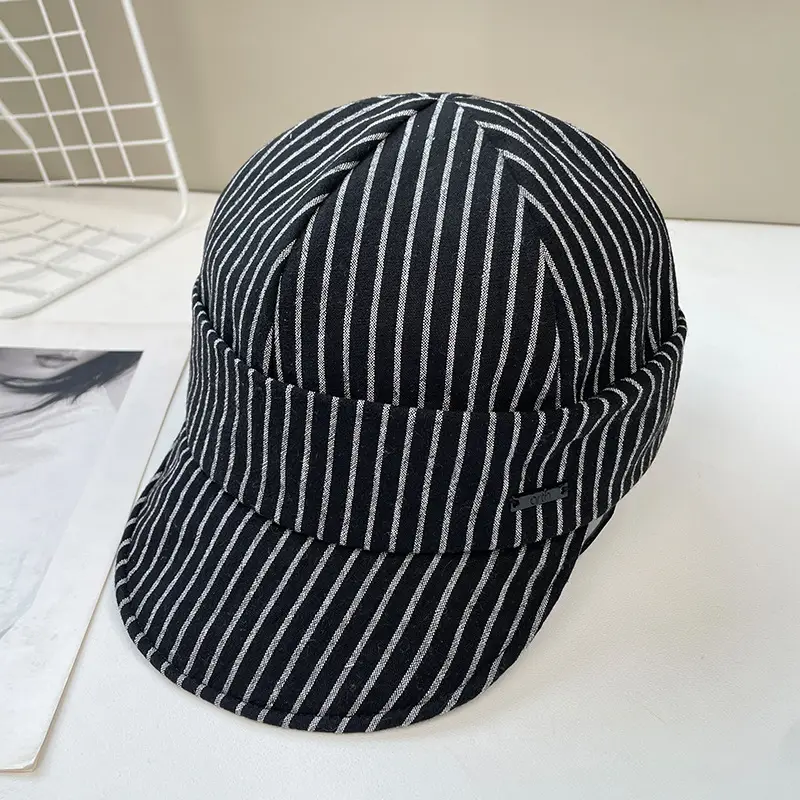 Japanese Retro Duckbill Cap Women Striped — feature 23