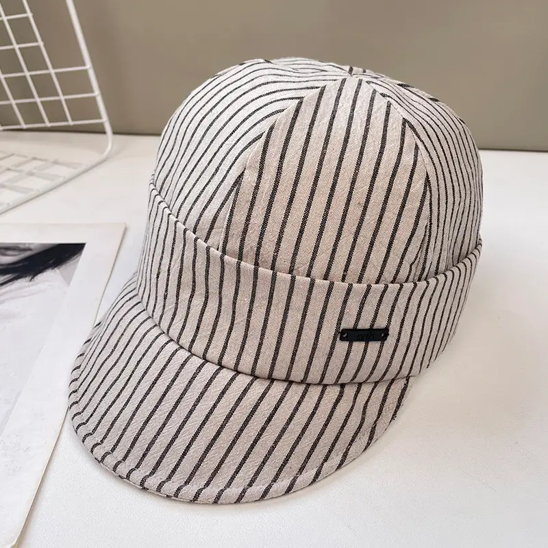 Japanese Retro Duckbill Cap Women Striped — feature 24