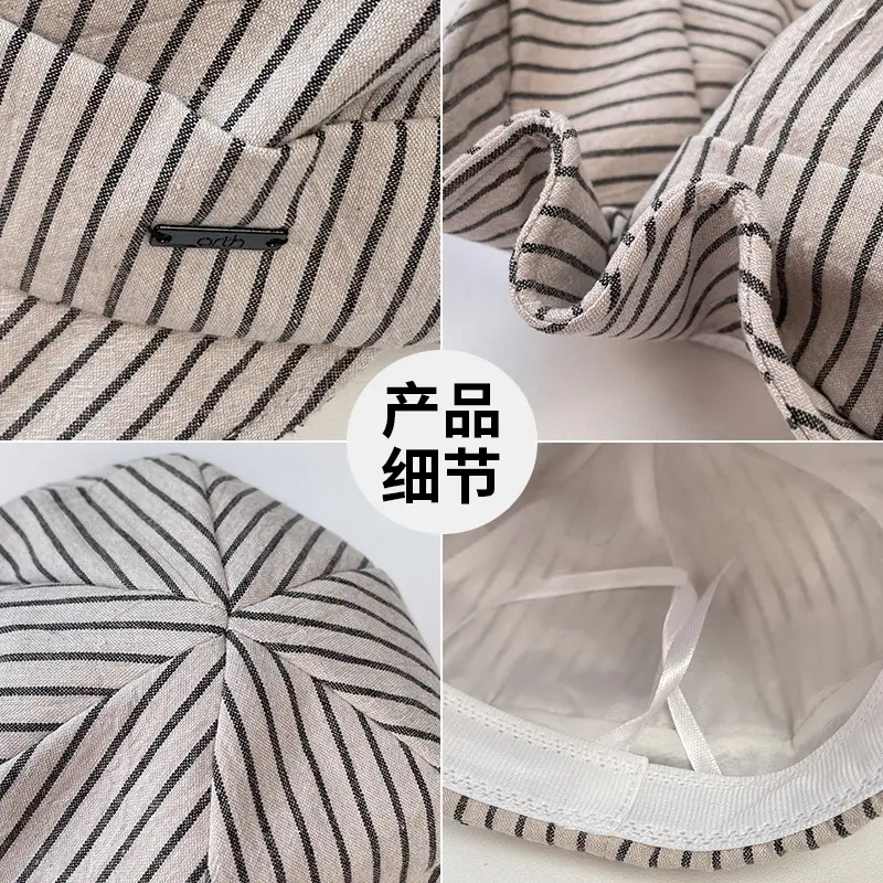 Japanese Retro Duckbill Cap Women Striped — feature 26