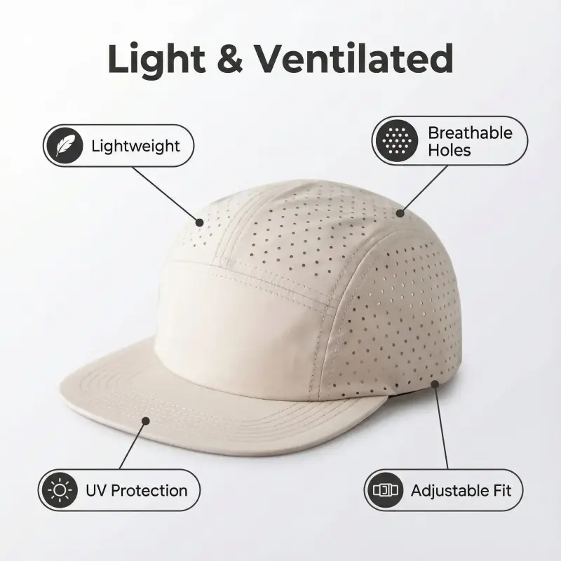 Men's White Perforated Sun Hat — feature 4
