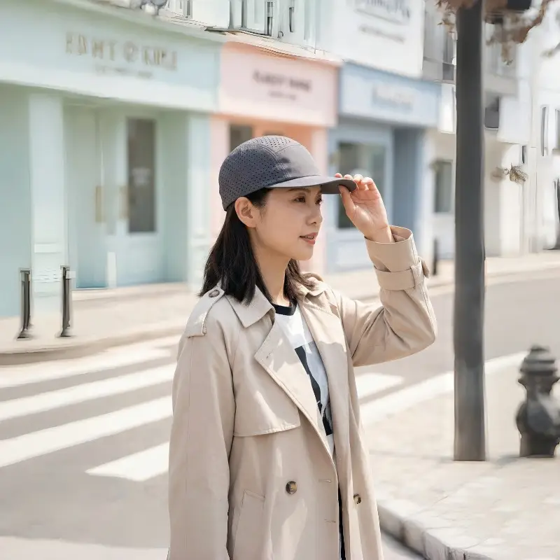 Men's White Perforated Sun Hat - Image 8