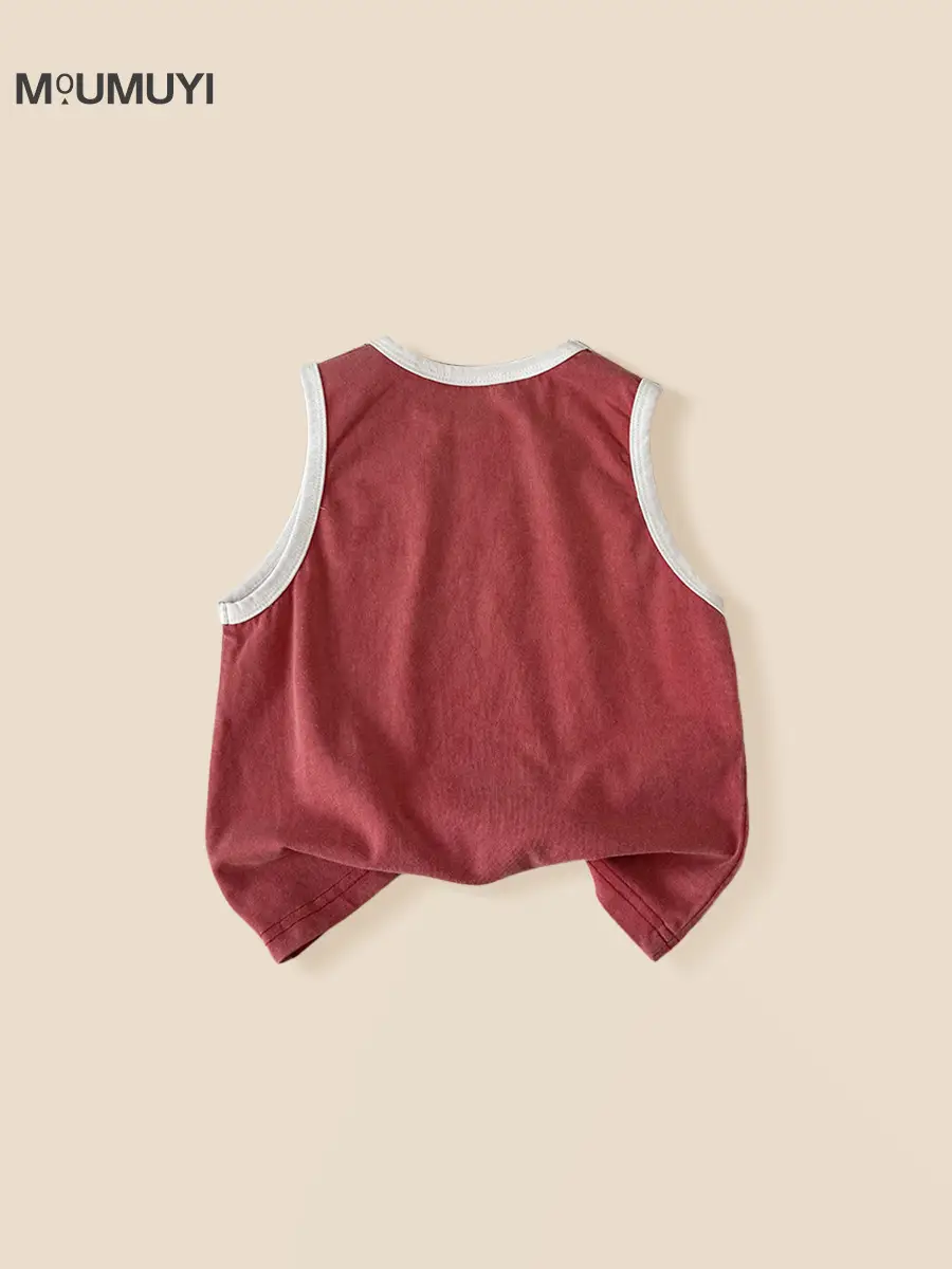 Kids Korean Red Sleeveless Vest Medium Small - Image 4