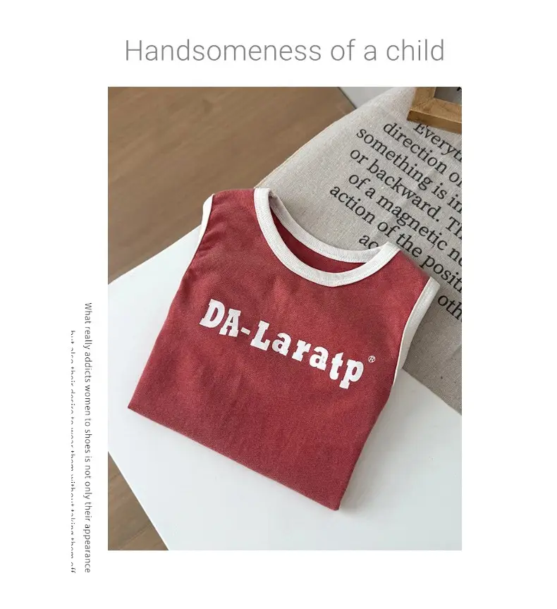 Kids Korean Red Sleeveless Vest Medium Small — feature 10