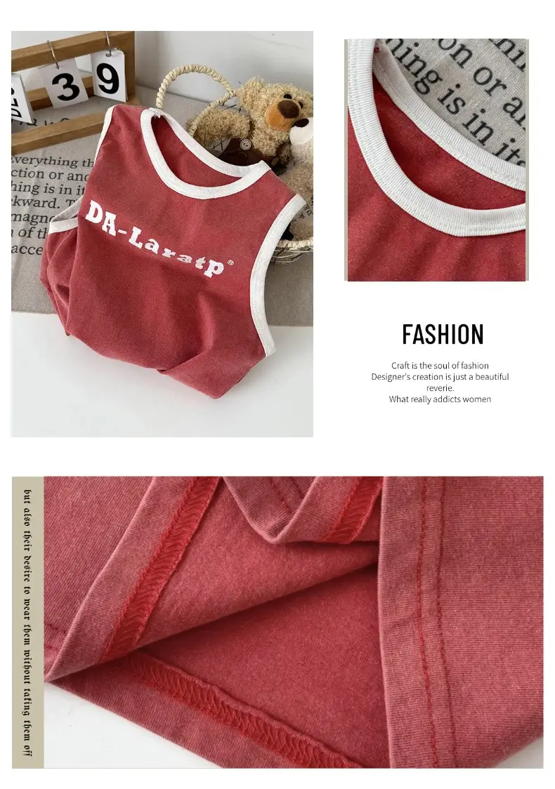 Kids Korean Red Sleeveless Vest Medium Small — feature 11