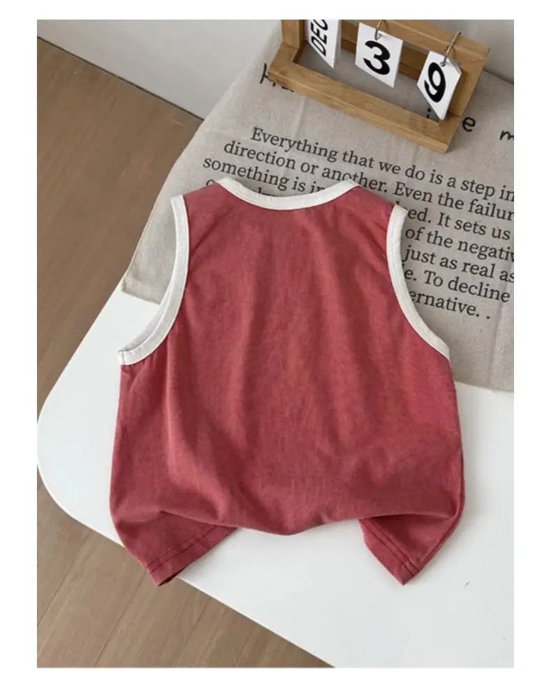 Kids Korean Red Sleeveless Vest Medium Small — feature 14