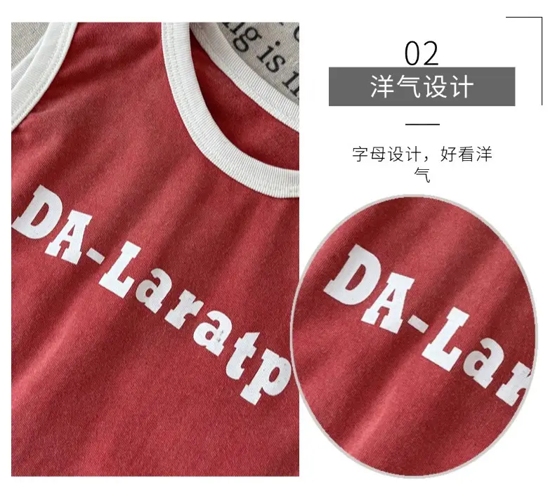 Kids Korean Red Sleeveless Vest Medium Small — feature 7