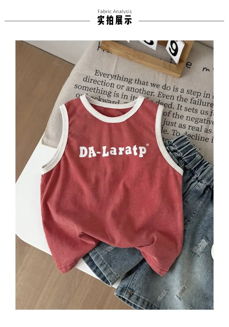 Kids Korean Red Sleeveless Vest Medium Small — feature 9