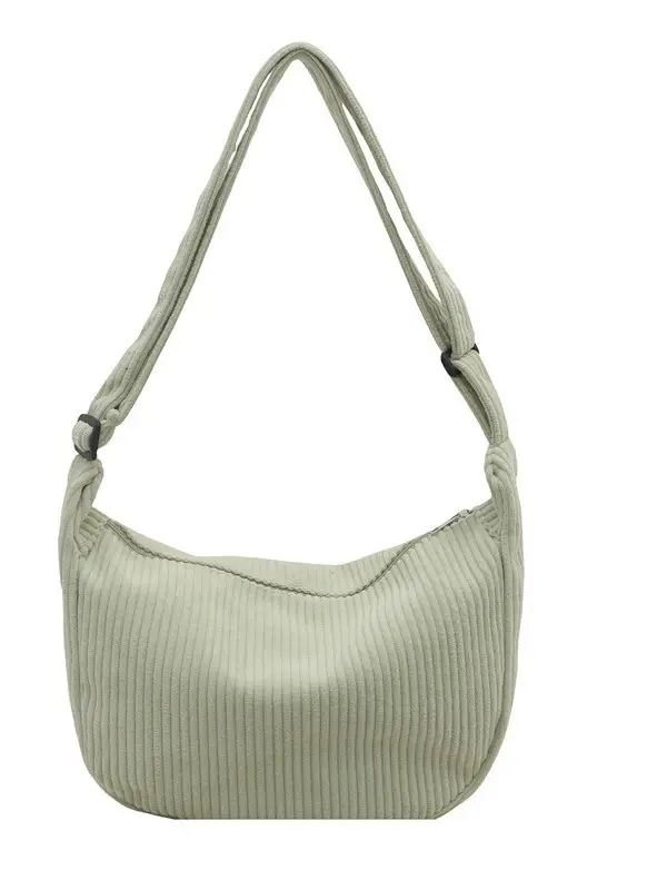 Corduroy Crossbody Bag Green Large Capacity