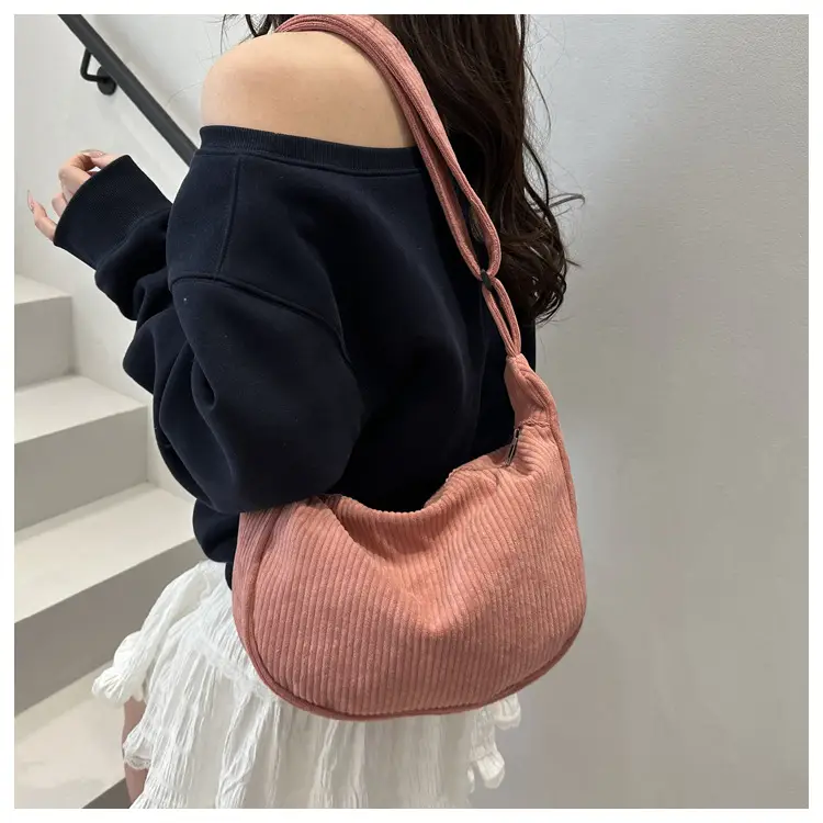 Corduroy Crossbody Bag Green Large Capacity — feature 17