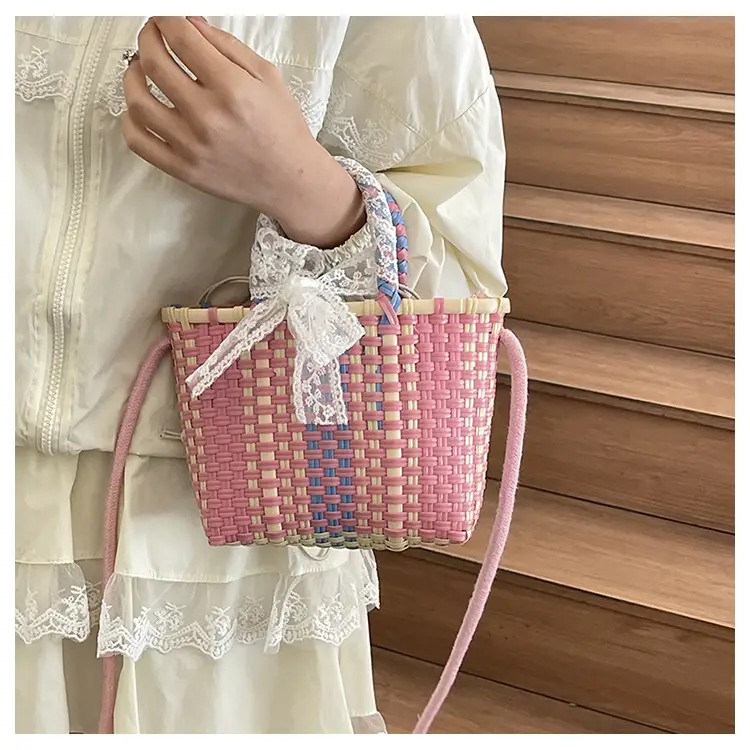 Woven Crossbody Bag Blue White Women's Shoulder Bag — feature 22