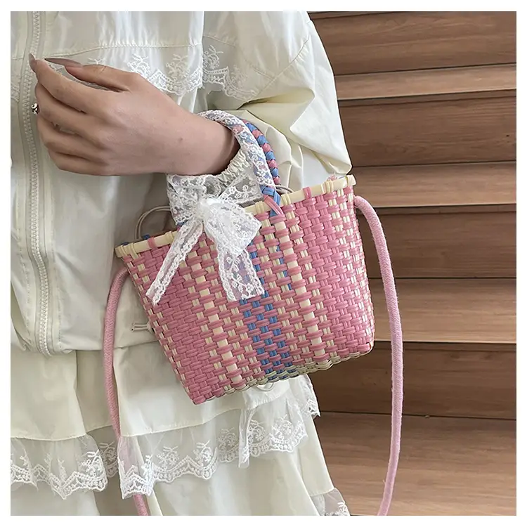 Woven Crossbody Bag Blue White Women's Shoulder Bag — feature 23