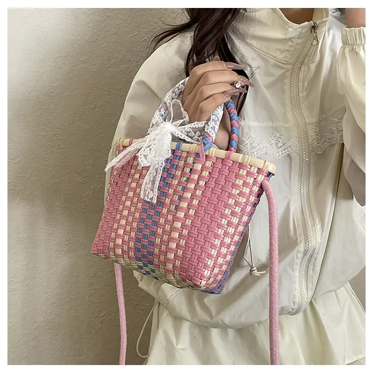Woven Crossbody Bag Blue White Women's Shoulder Bag — feature 24