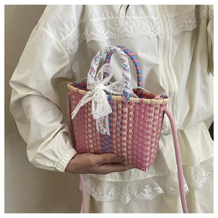 Woven Crossbody Bag Blue White Women's Shoulder Bag — feature 25
