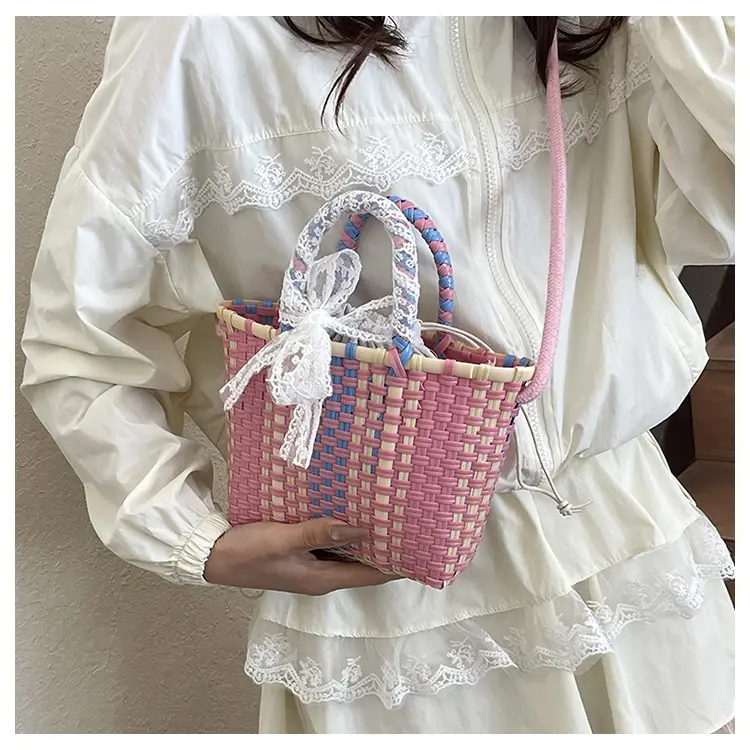 Woven Crossbody Bag Blue White Women's Shoulder Bag — feature 26