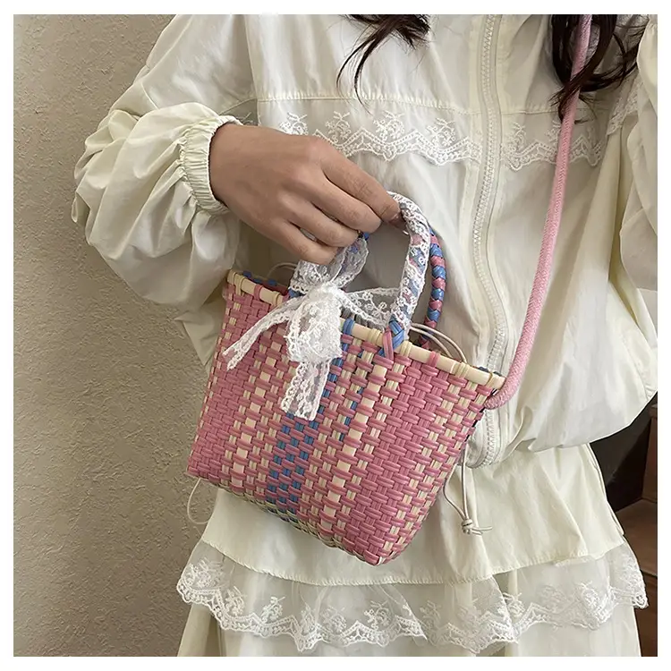 Woven Crossbody Bag Blue White Women's Shoulder Bag — feature 27