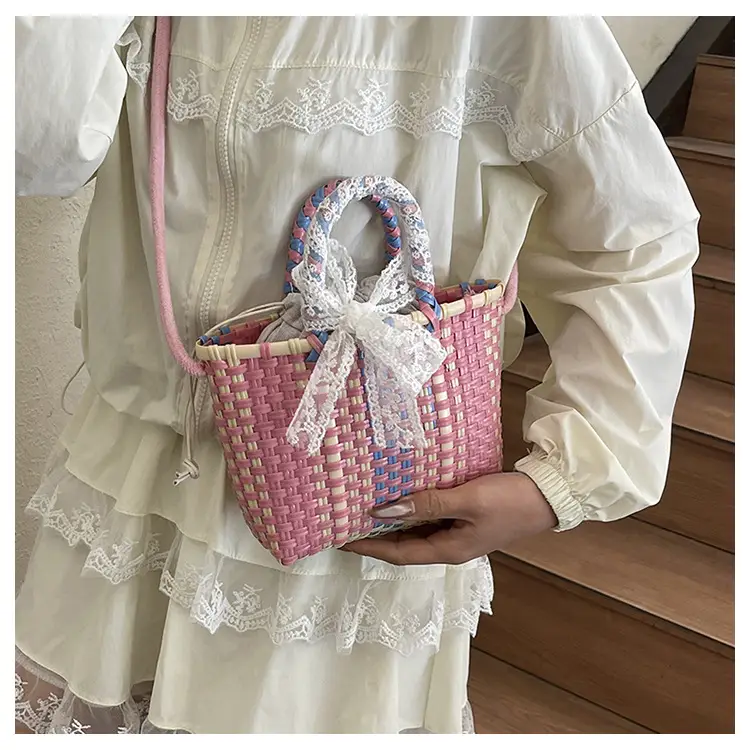 Woven Crossbody Bag Blue White Women's Shoulder Bag — feature 30