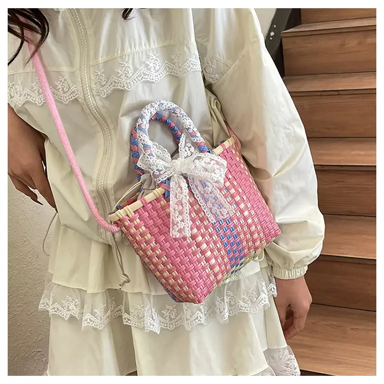 Woven Crossbody Bag Blue White Women's Shoulder Bag — feature 31