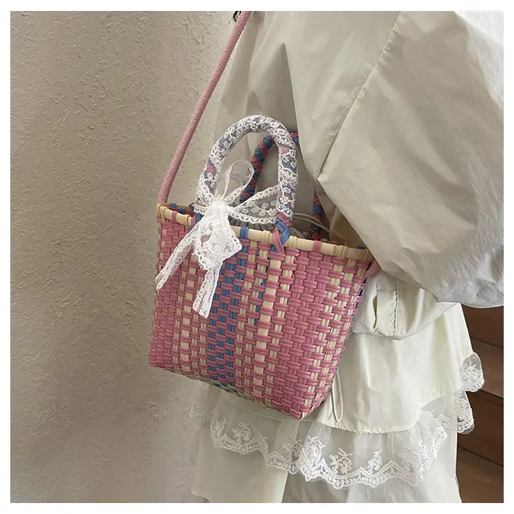 Woven Crossbody Bag Blue White Women's Shoulder Bag — feature 33