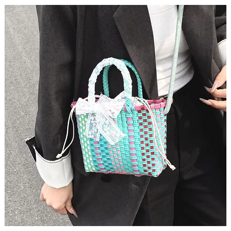 Woven Crossbody Bag Blue White Women's Shoulder Bag — feature 39