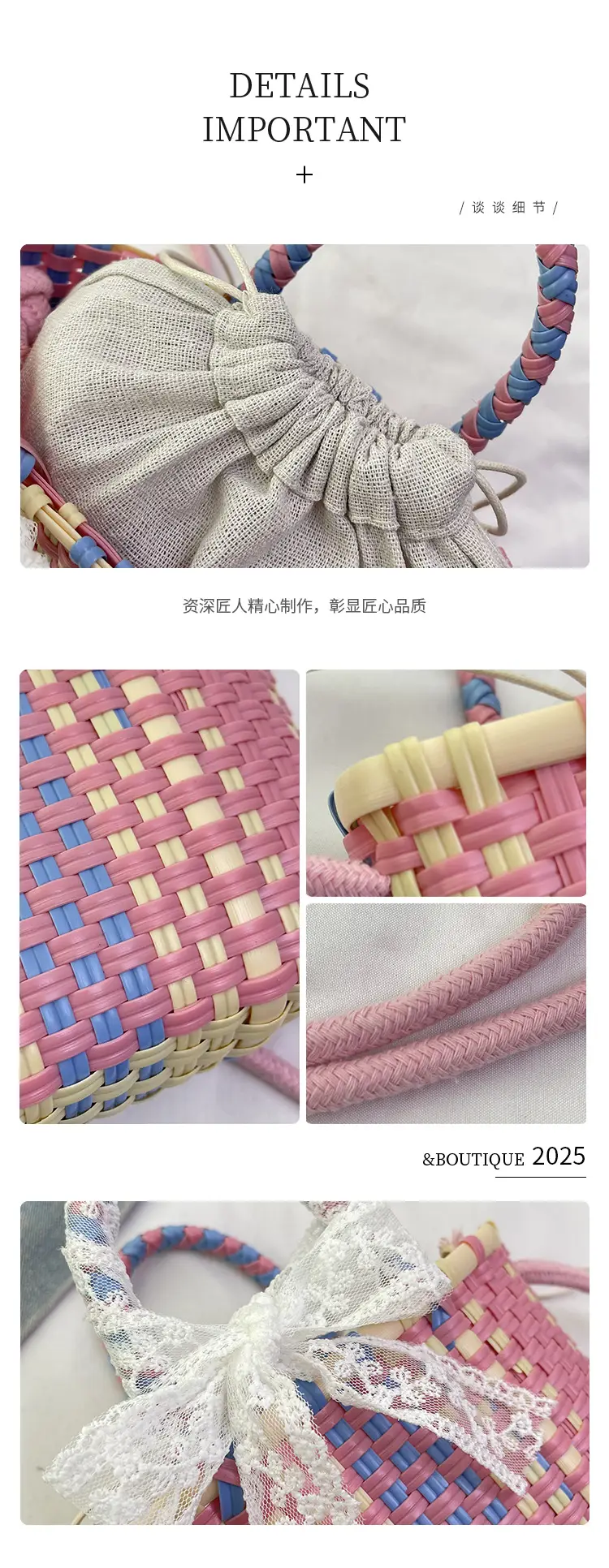 Woven Crossbody Bag Blue White Women's Shoulder Bag — feature 4