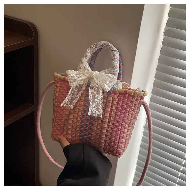 Woven Crossbody Bag Blue White Women's Shoulder Bag — feature 46