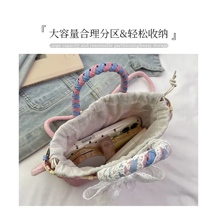 Woven Crossbody Bag Blue White Women's Shoulder Bag — feature 5