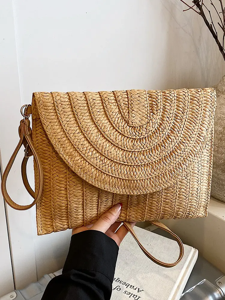 2025 New Summer Straw Woven Bag Brown Crossbody Women - Image 5