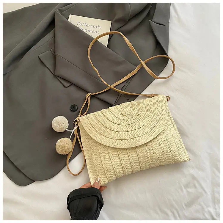 2025 New Summer Straw Woven Bag Brown Crossbody Women - Image 2
