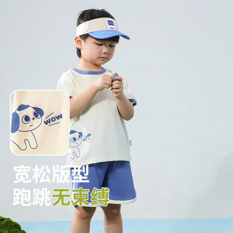 2025 New Cute Two-Piece Suit for Boys Girls Summer Cotton - Image 2