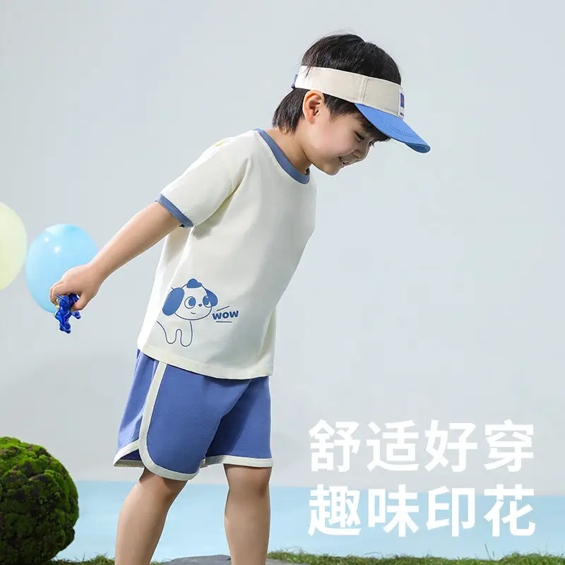 2025 New Cute Two-Piece Suit for Boys Girls Summer Cotton - Image 3