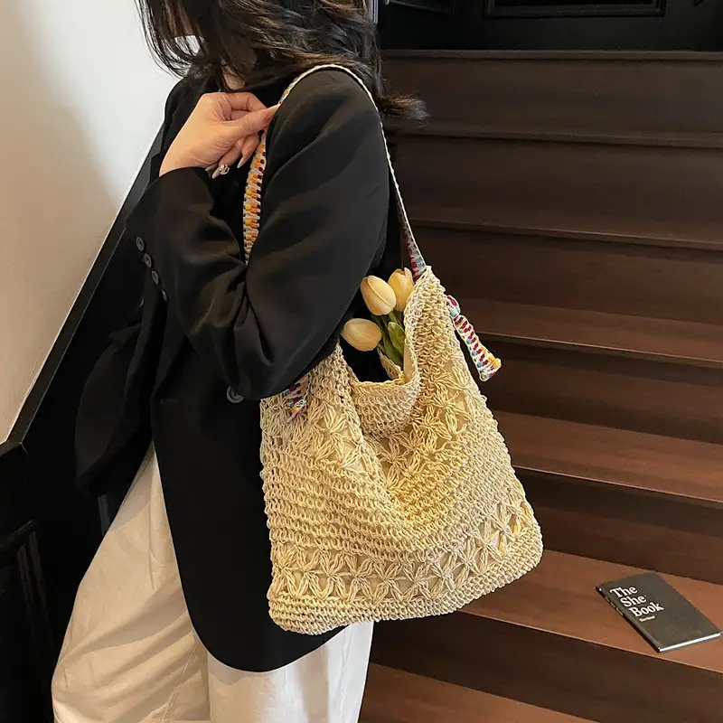 Straw Lazy Bucket Bag Women 2025 Summer - Image 5