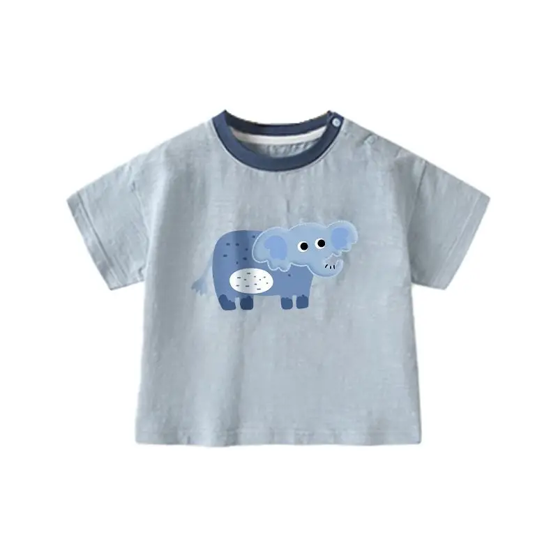 Baby Cotton Cartoon T-Shirt Grey Summer Casual
