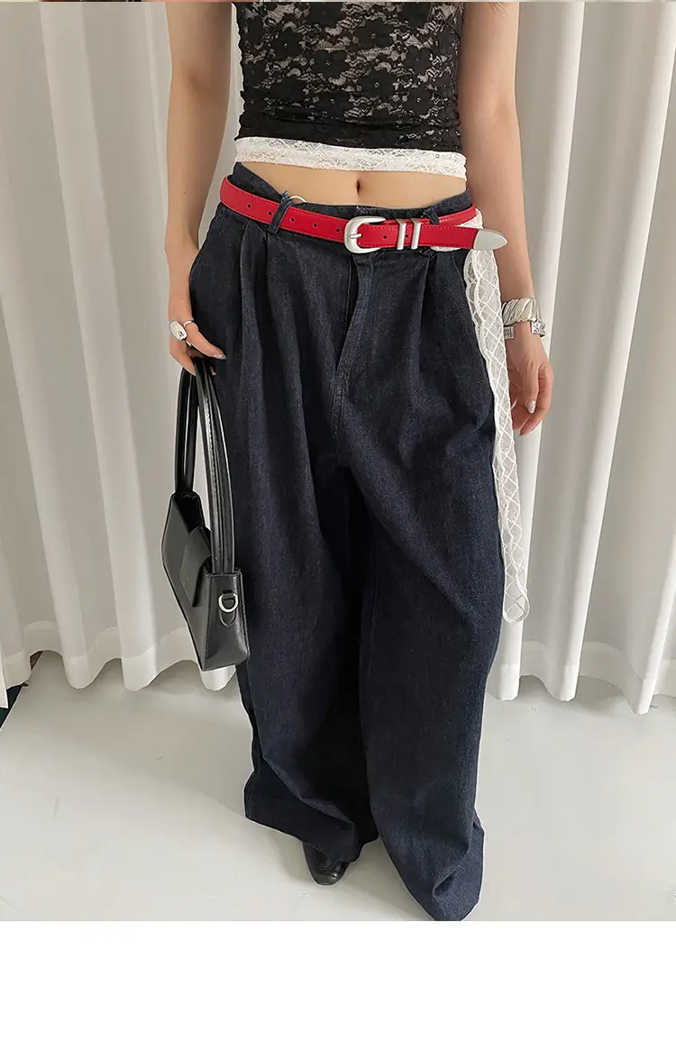 American Retro Red Belt for Women Croc Dress Jeans High-end Accessories — feature 4