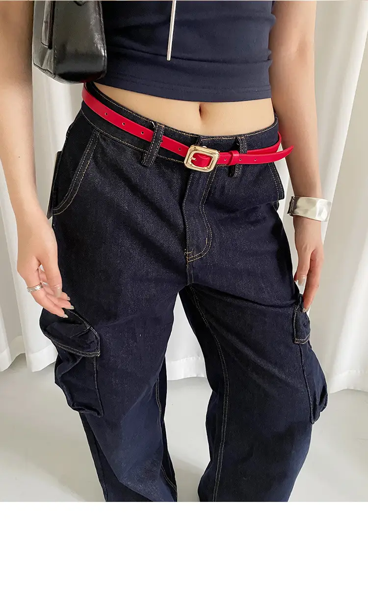 American Retro Red Belt for Women Croc Dress Jeans High-end Accessories — feature 8