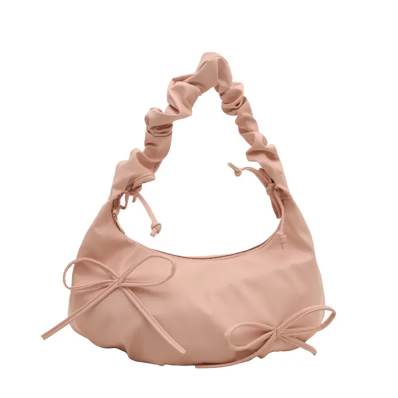White Pleated Shoulder Bag for Women - Image 9